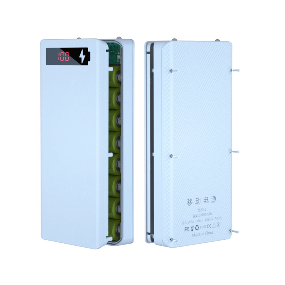 5V Dual Usb 8*18650 Power Bank Battery Box Caricabatterie Per Cellulare Custodia A Conchiglia Fai Da Te Per Smart Phone Mp3 Ricarica Elettronica Mobil
