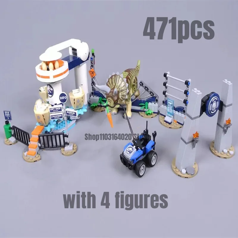 Jurassic World Building Blocks Park Triceratops Modello Rampage Fit 75937 Mattoni Giocattoli Regali
