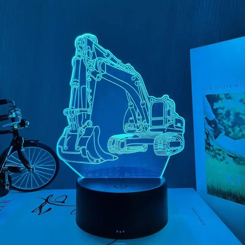 Luz Nocturna De Excavadora Personalizada, Luz Amarilla Enchufable, Luz Personalizada Para Dormitorio Infantil, Luz Enchufable Para Guardería, Temática De Construcción - México