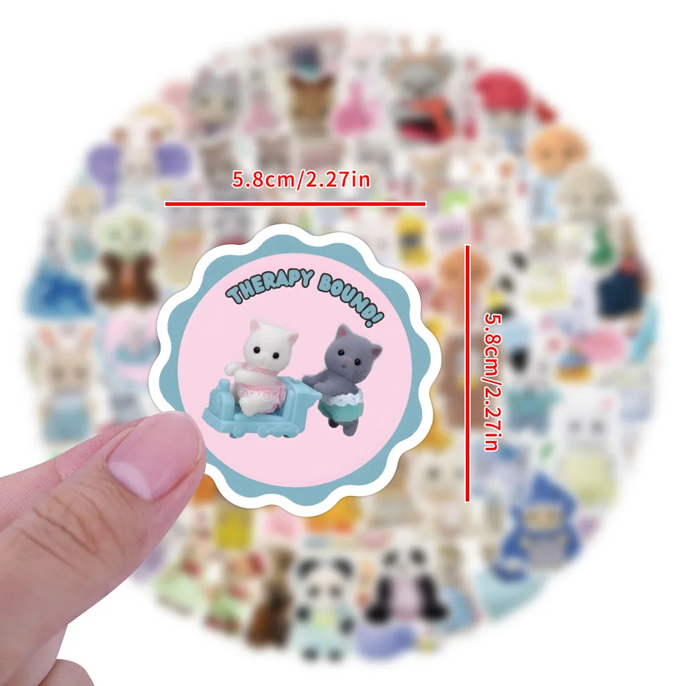 60/120pcs Calico Critters Stickers Laptop Scrapbook Decoration Graffiti Decals Skateboard Laptop Waterproof Sticker Toys Decor 2