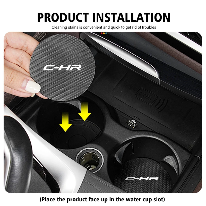 Car Coasters Water Cup Non-Slip Mat 2Pcs For Toyota C-HR CHR Fortuner cup holder coasters car coaster pads