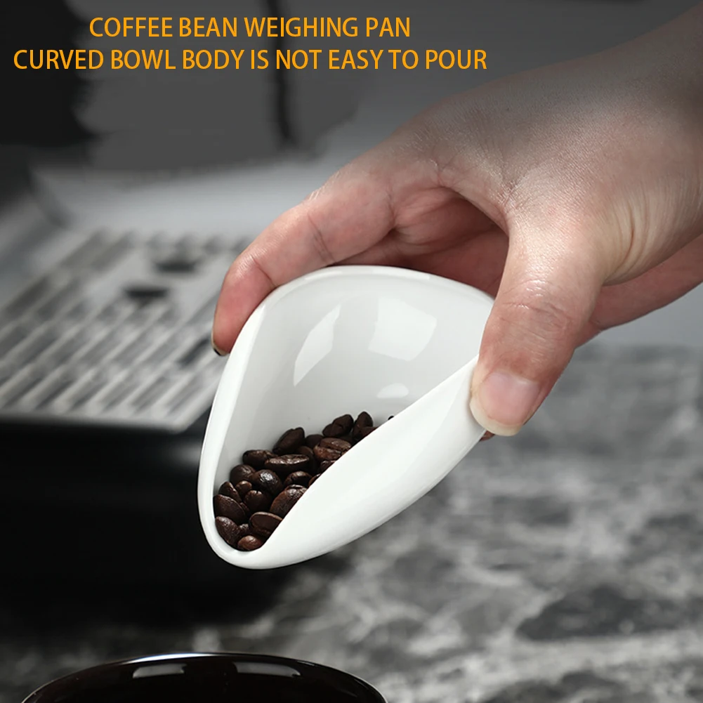 Coffee beans dose trays pure white pottery teaspoon tea separator vessel set coffee bean cup 10.7*4*7.5cm coffee powder dish coffee accessories tea tray