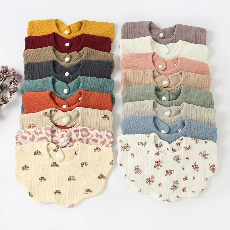 Cotton Gause Baby Bibs Solid Color 360° Flower Infant Burp Cloths Newborn Bandana Scarf for Kids Girl Boy Feeding Saliva Towel solid color kids girl boy feeding saliva towel cotton gause baby bibs 360 flower newborn bib infant burp cloths bandana scarf