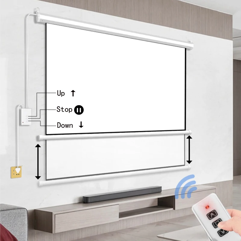 HD 100 Inch 16:9 Electric Screen For 3D LED DLP Laser Projector - Image 3