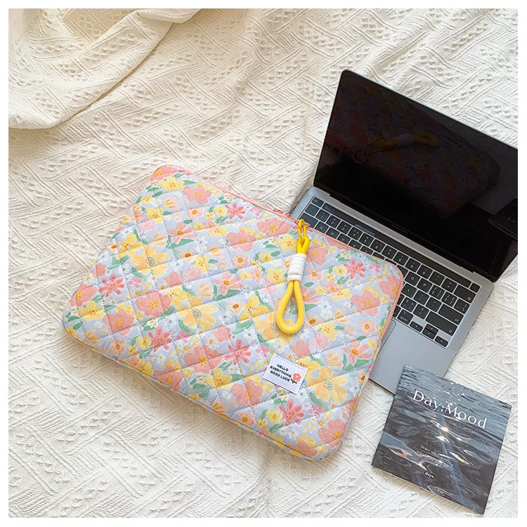  11-15.6 Inch Cute Puffy Laptop Sleeve Fairycore Floral