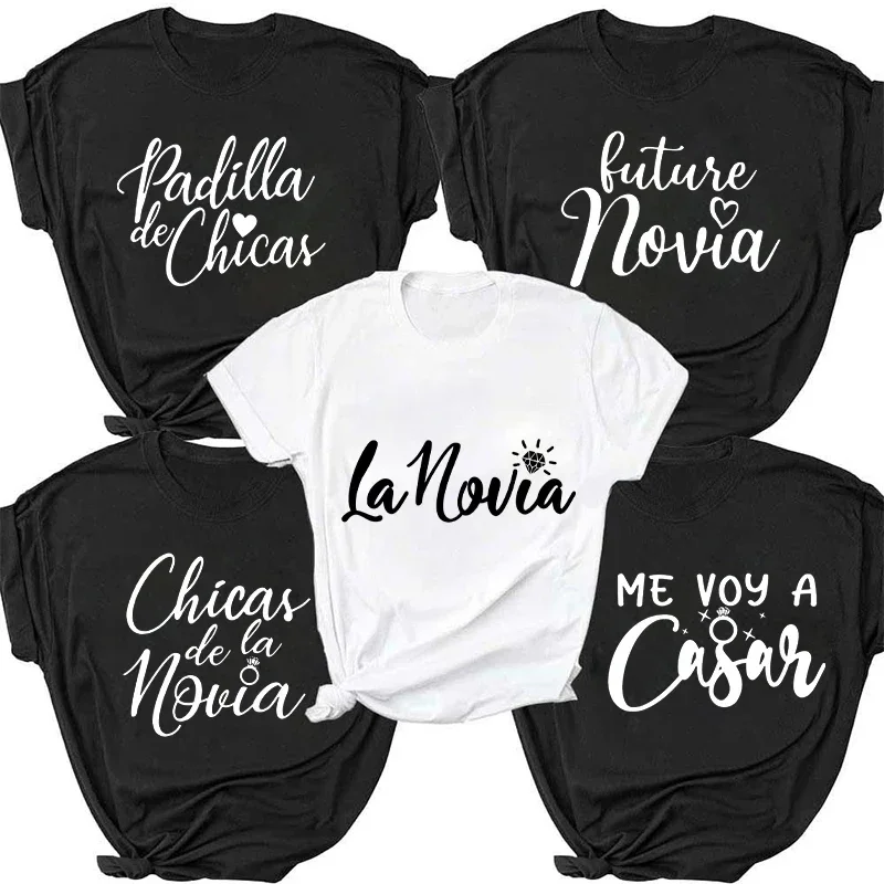 

Team Bride T-shirt Bridal Wedding Tops Spanish Girls Single Farewell Bachelorette Hen Party Tees Shirt Future Bride Squad Tshirt