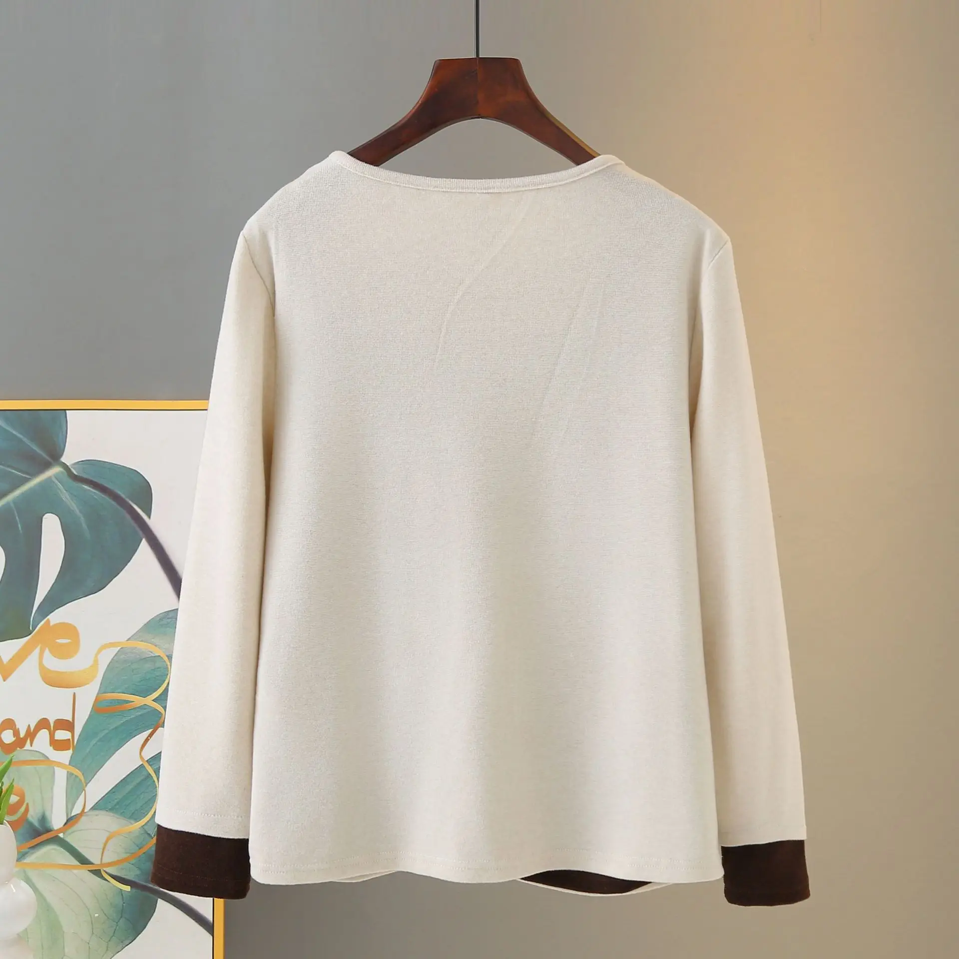 Fashion Plus Size Women's Long Sleeved T-Shirts Autumn Style Fake Two Pieces Tops 2536