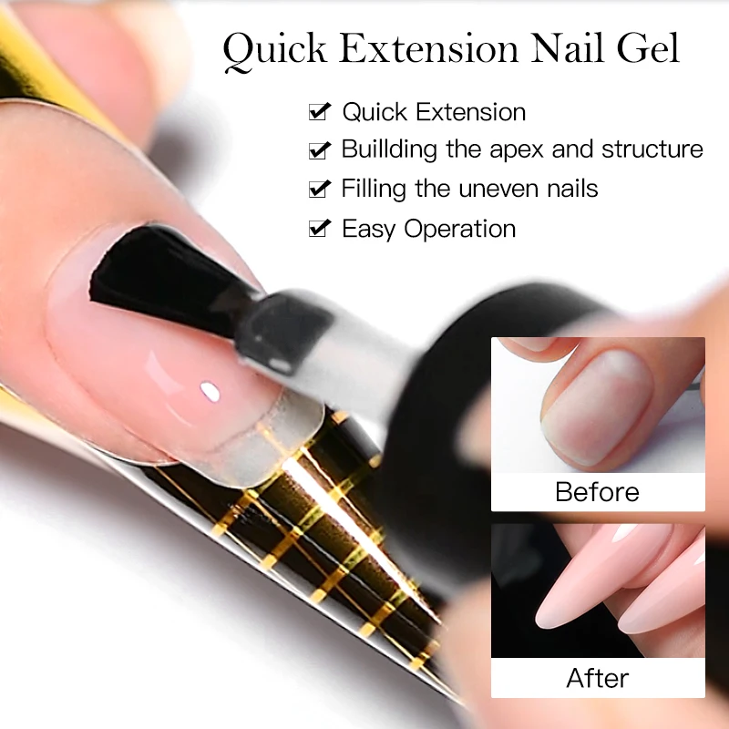 7ML Nude Quick Extension Gel Nail Polish Milky White UV Construct Hard Gel Semi Permanent Acrylic Extension Nail Art Varnish