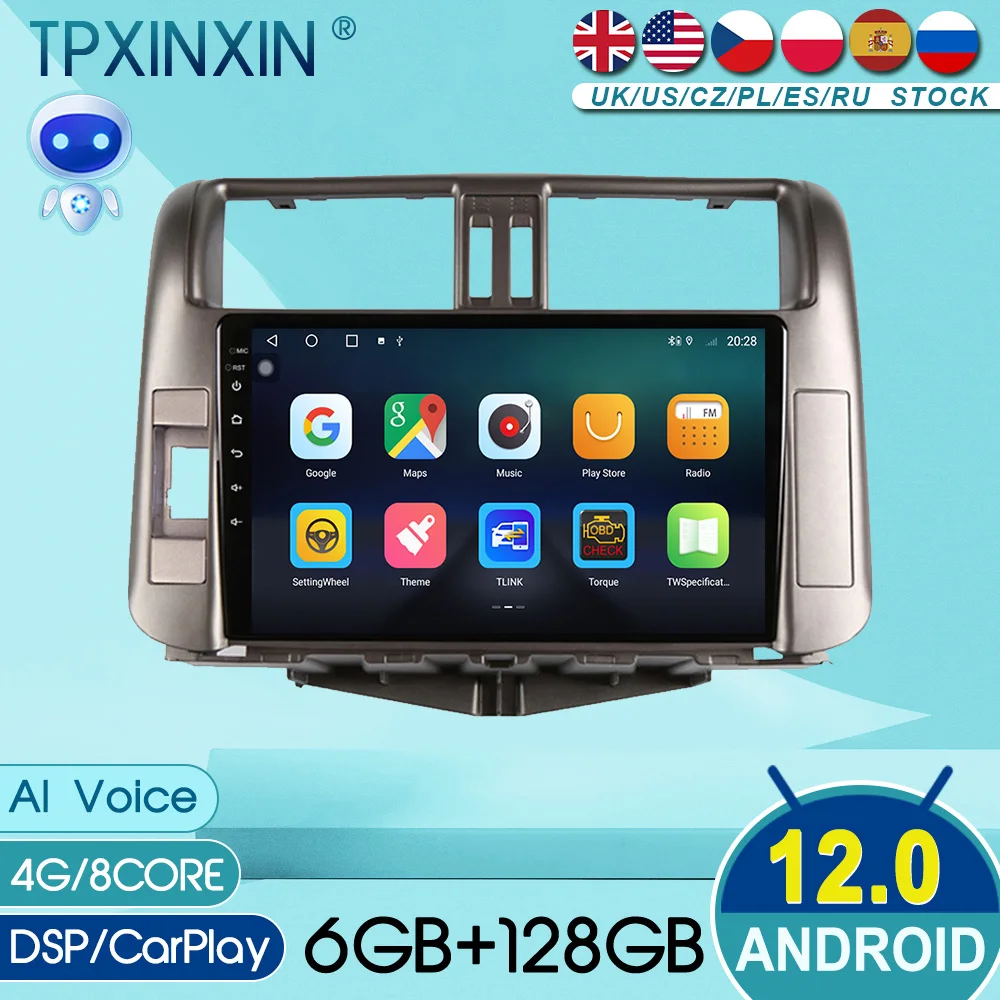 

For TOYOTA LAND CRUISER prado 2010-2013 tesla style Keep the original car CD, Android large screen DVD navigation system, GPS