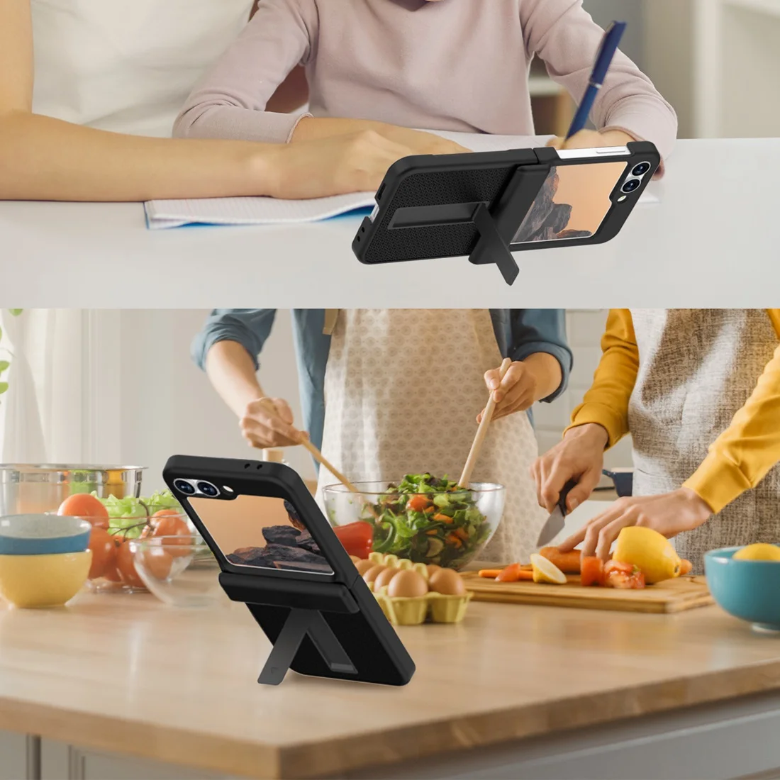 Non-Slip Shockproof Kickstand Hard Phone Case with Screen Protector
