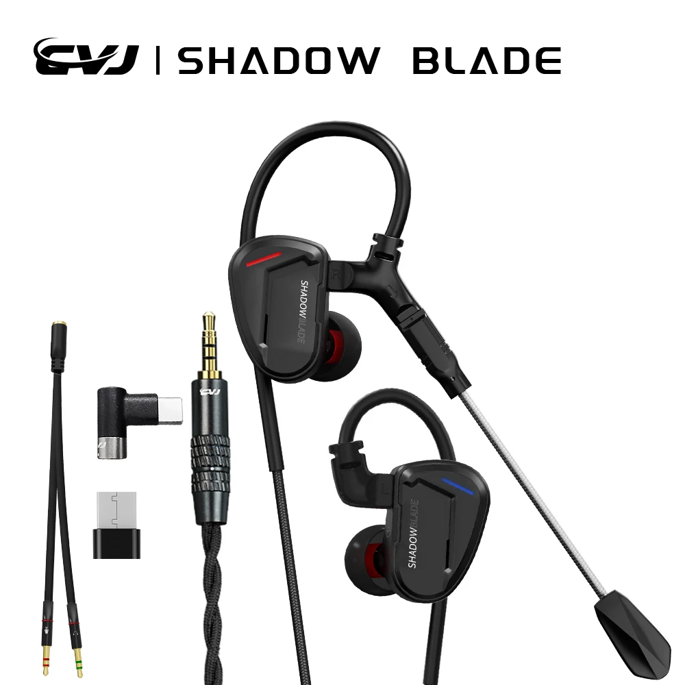 CVJ ShadowBlade HiFi Earphone Extra 1DD+1 Vibration Unit 3 Interchangeable Tuning Nozzles 0.78mm 2Pin Earphones Detachable Cable