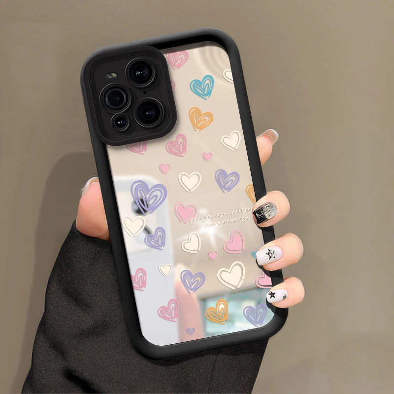 Love Heart Shockproof Makeup Mirror Phone Case Cover