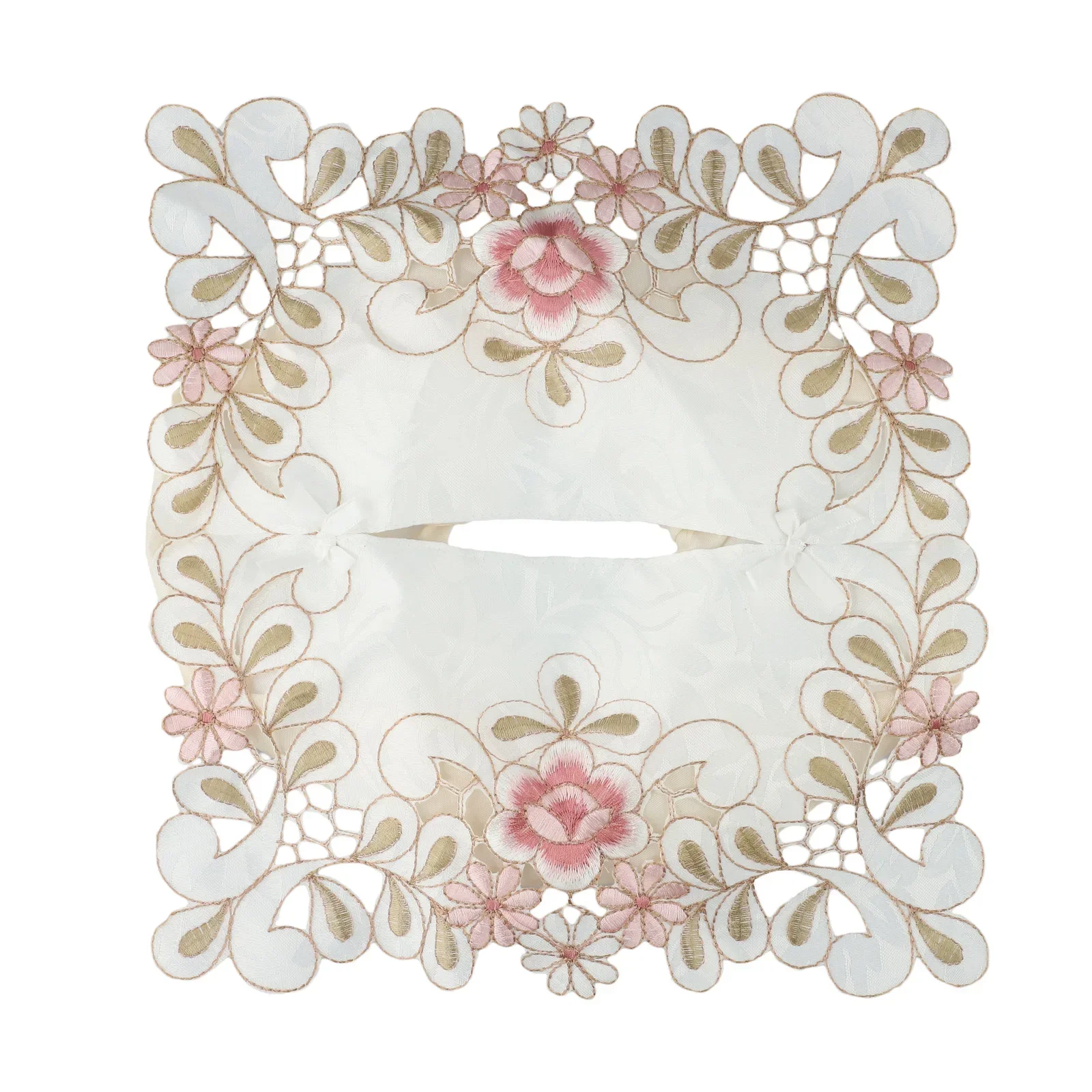 Tissue Box Cover Exquisite Vintage Lace Fabric Embroidered Hollow Table Runner Pastoral Floral Tv Cabinet Coffee Table Tableclot 4