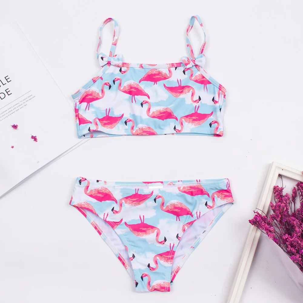 2-8 Years Kids Girls Swimsuit Children Print Bow Deco Bikini Set Summer Baby Kids Girl Biquini Beachwear Swimming Suit Swimwear - 3