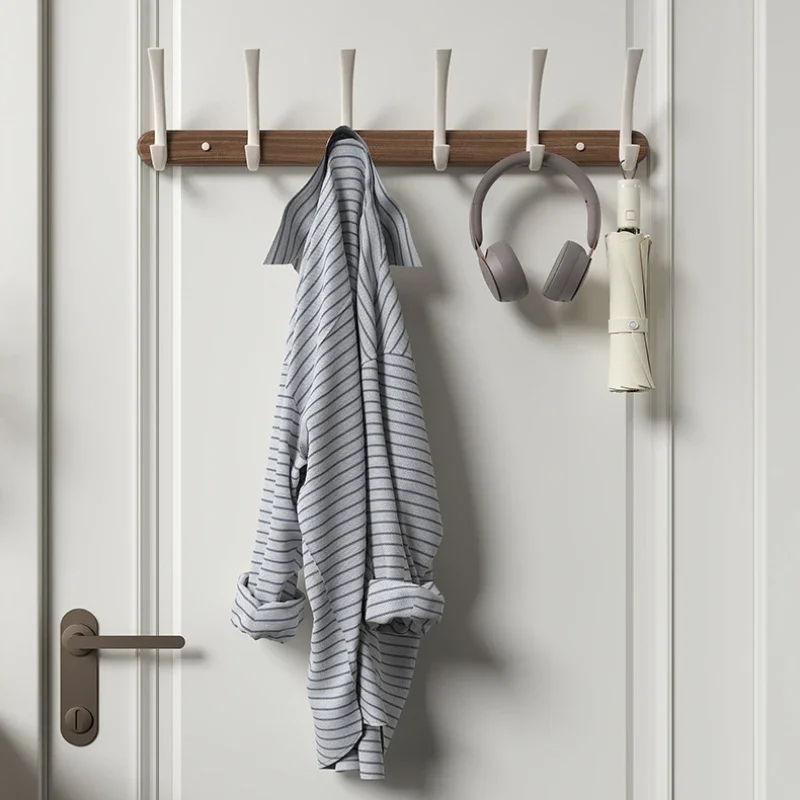 Walnut moon shape hooks fitting room no-hole behind door hangers wall wall hanging entryway entrance clothes hat hooks