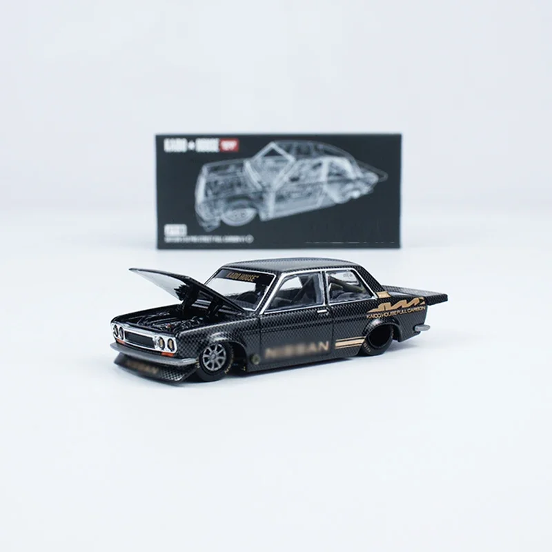 

Kaido House + MINIGT 1:64 модель автомобиля Datsun 510 Pro уличный сплав открытого капота транспортного средства # KHMG110 полный углерод