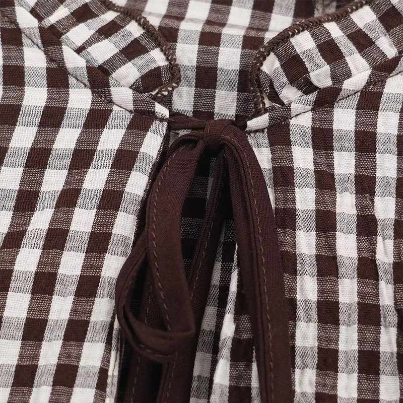 Women's Shirt Fall 2025 New Check Long Sleeve Stacked Decoration Pastoral Collegiate Shirts Casual Fashion Personality Top ﻿