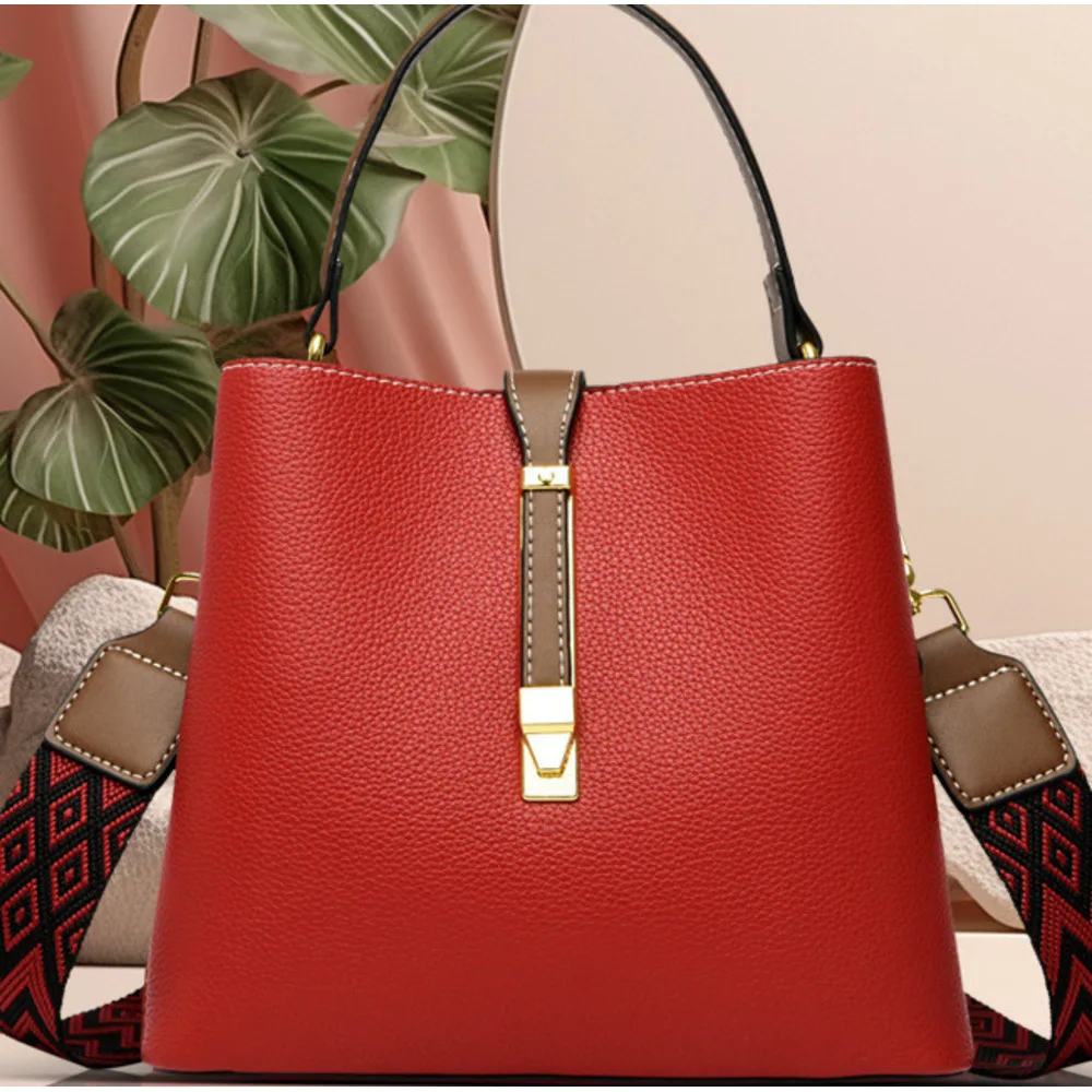 Live-Streaming minimalistisches Modedesign Eimer weiches Leder große Kapazität einzelne Schulter tragen Crossbody Mama Tasche_voghion.com