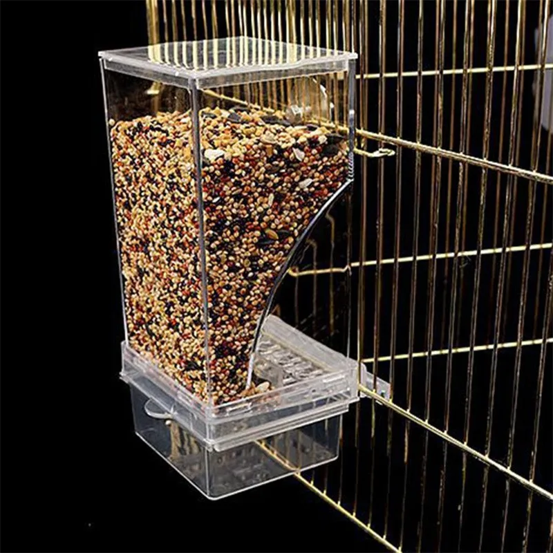No Mess Bird Feeders Automatic Parrot Feeder Drinker Acrylic Seed Food Container Cage Accessories For Small And Medium Parakeets parrot feeder bird feeder