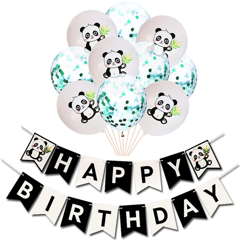 

Panda Themed Birthday Party Decoration Panda Happy Birthday Paper Banners Garland Confetti Latex Balloons Baby Shower Supplies