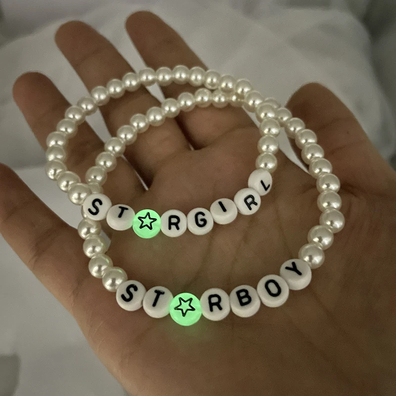 Pearl Bracelet StarGirl Star Boy Letters For Friendship Fashion Adjustable White Girl Boy's Jewelry