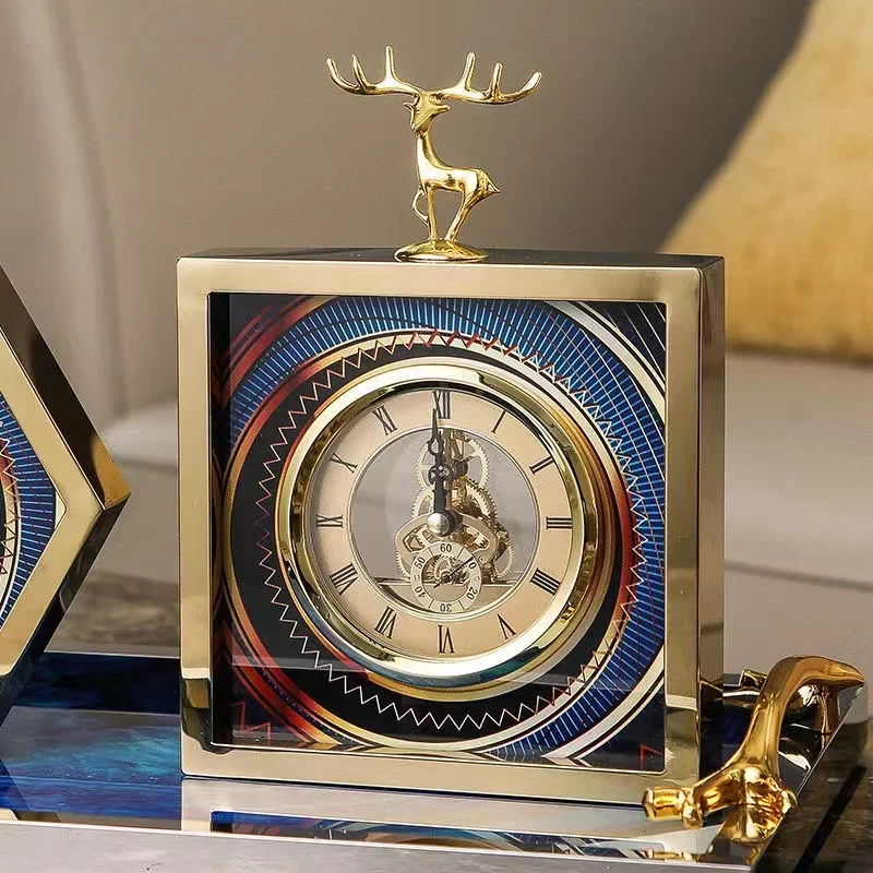 

Vintage Desk Clock For Home Decor Elk Metal Antique Style Retro Table Clocks Christmas Birthday Gift New Arrival Free Shipping