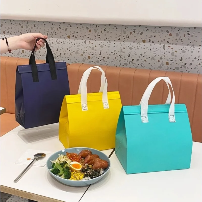StoBag 50pcs Wholesale Color Non-woven Insulation Tote Bag Portable Fabric for Food Drinks Package Keep Warm Cold Delivery Pouch 2