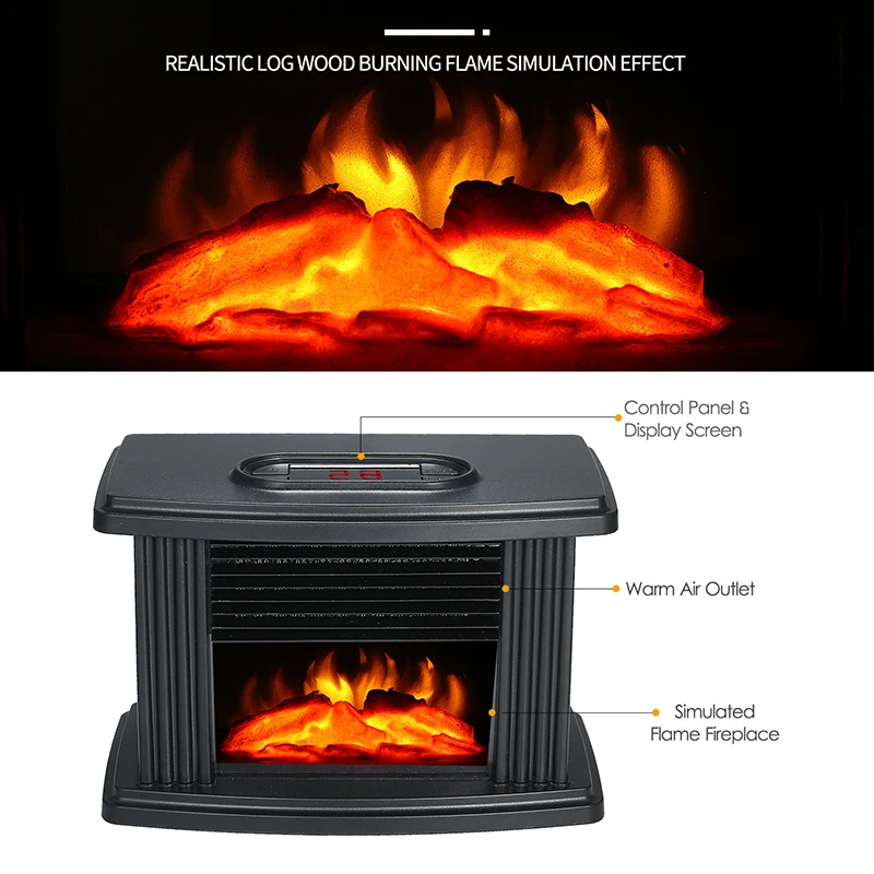 1000W Fireplace Heater Household Winter Heating Machine Log Burning Fire  Flame Effect Stove Heater Electric Heather Fireplace - AliExpress