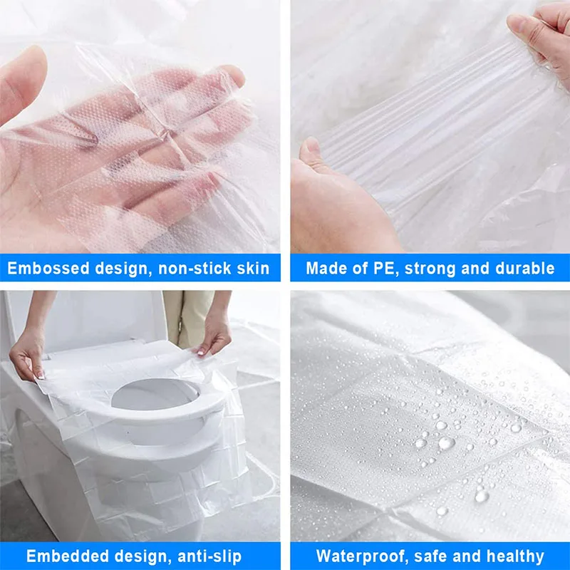 1/100PCS Plastic Disposable Toilet Seat Cover Portable Safety Toilet Cushion Waterproof Travel Hotel Bathroom Toilet Seat Covers 6