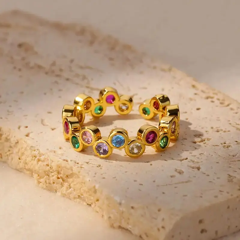 Pinky Zircon Ring for Women Stainless Steel Gold Color Waterproof Aesthetic Wedding