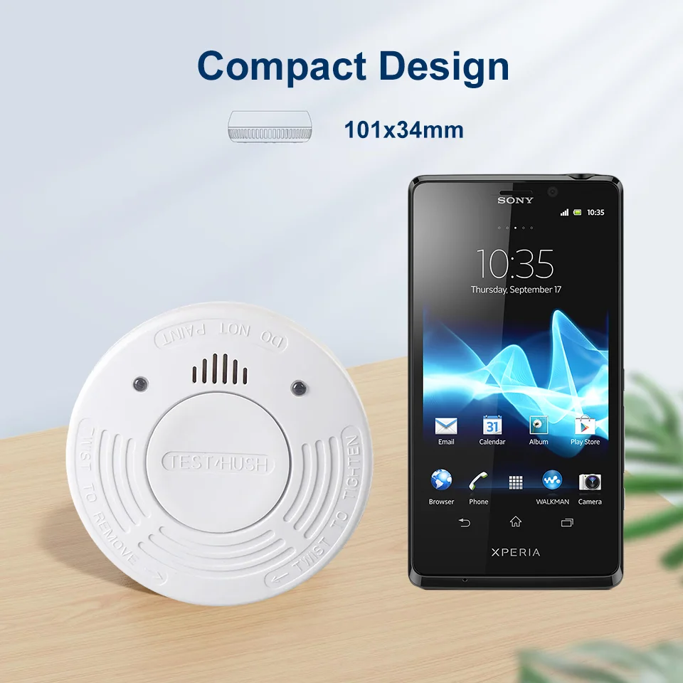 Dijagram gumba za test i utišavanje na detektoru dima