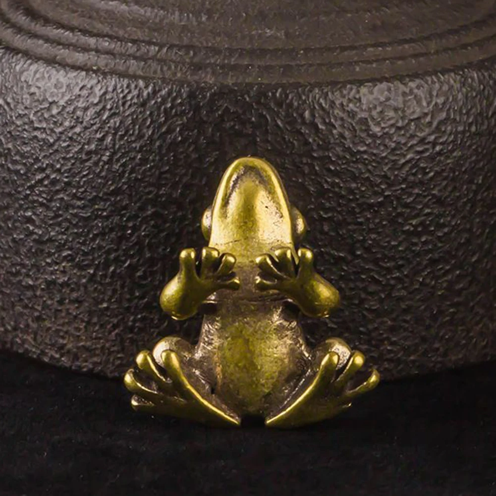 

High Quality Frog Ornament Statue Tea Pet Traditional Craft Copper Animals Ornament 1Pcs 22.9*15mm Accessories