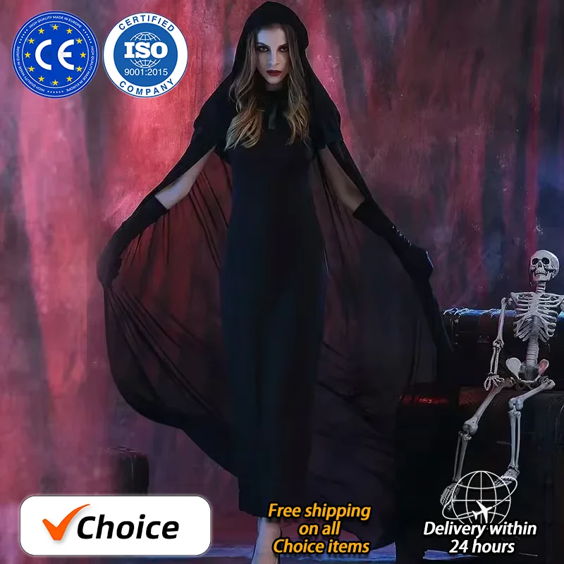 Fashion Halloween Costume Ghost Bride Vampire Costume Performance Black Swan Performance Cloak Elf Dark Female