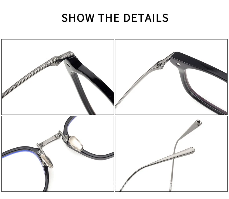 Japanische Marke Gleiches Design Retro Quadrat Männer Brillengestell Hochwertige Acetat Titan Brillen N-023 Brillen – Detail 7