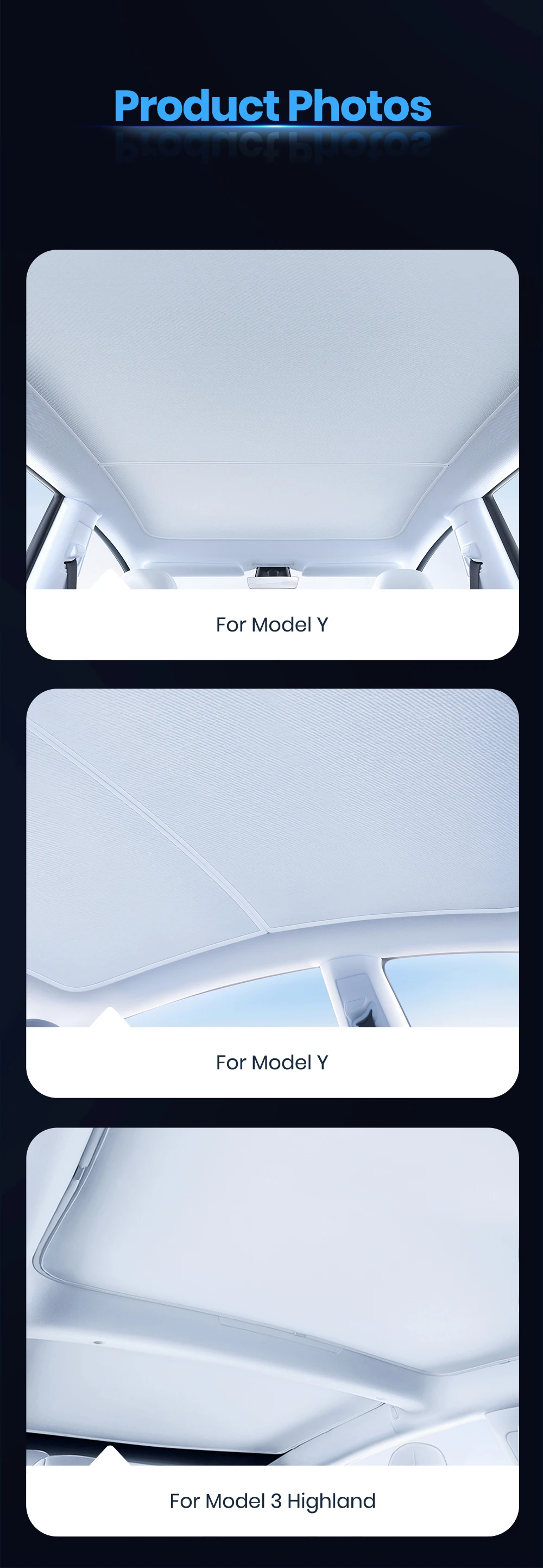 Sunroof honeycomb Sunshades For Tesla Model 3 Highland Model Y Juniper 2021-2025