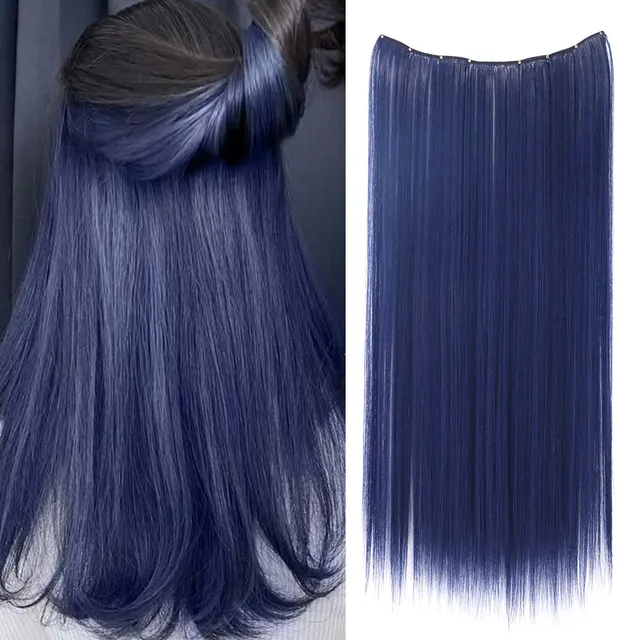 Extension de cheveux à clips colorée de 22 pouces pour femmes, longue perruque synthétique résistante à la chaleur, facile à porter, quotidien/festival 1