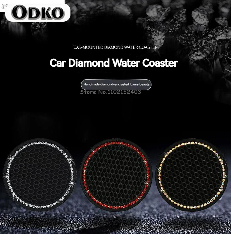 Car Non-slip Water Cup Pad Diamond Rhinestone Bling Decoration Auto Interior Cup Bottle Anti-skid Rubber Mat Car Accessories