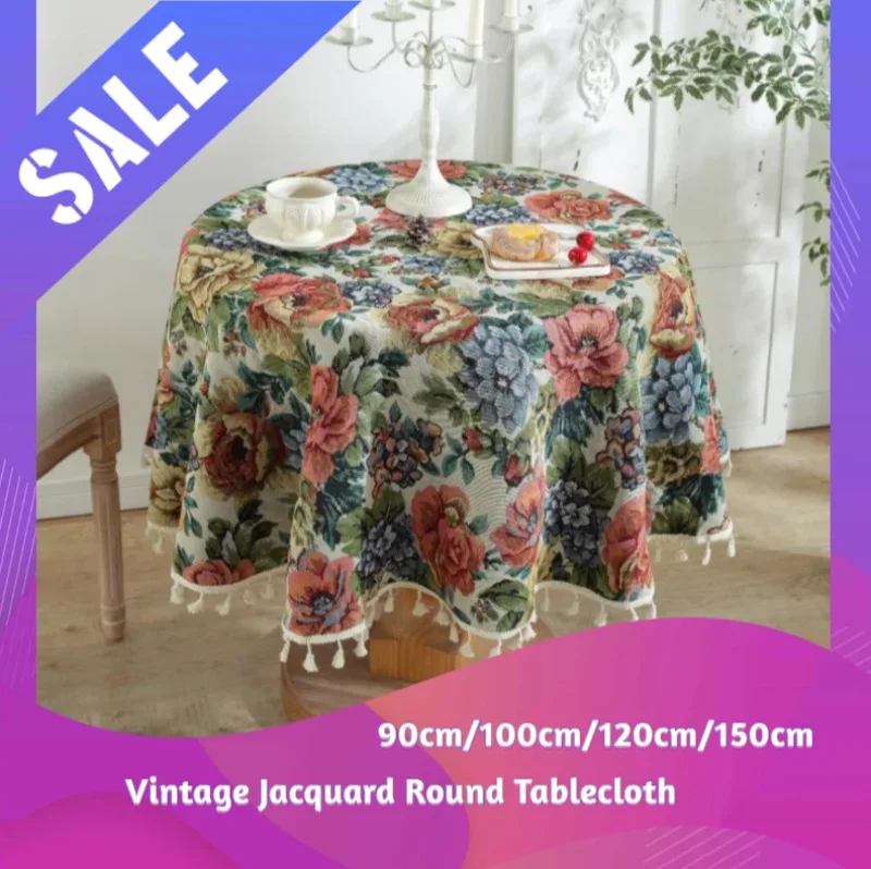 

Круглая жаккардовая скатерть в американском ретро-стиле, пылезащитные Чехлы для чайного и журнального столика, украшение для банкета