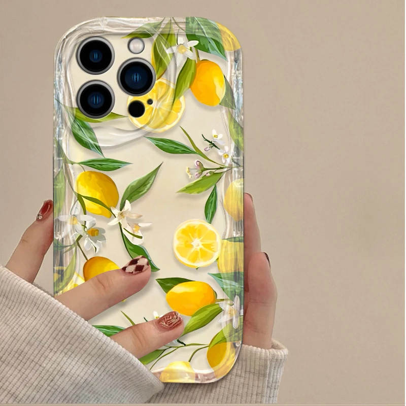 Summer Fruit Lemon Flower 3D Clear Silicone Phone Case Cover