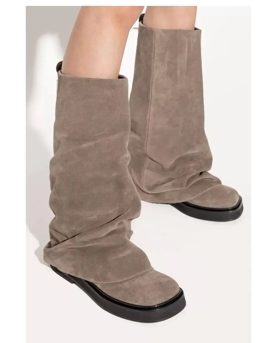 Modieuze halfhoge kuitlaarzen voor dames met suède gesp en spitse neus, comfortabel, outdoor, herfst en winter, zwart., 37.5 EU Modieuze halfhoge kuitlaarzen voor dames met suède gesp en spitse neus, comfortabel, outdoor, herfst en winter, zwart., 37.5 EU