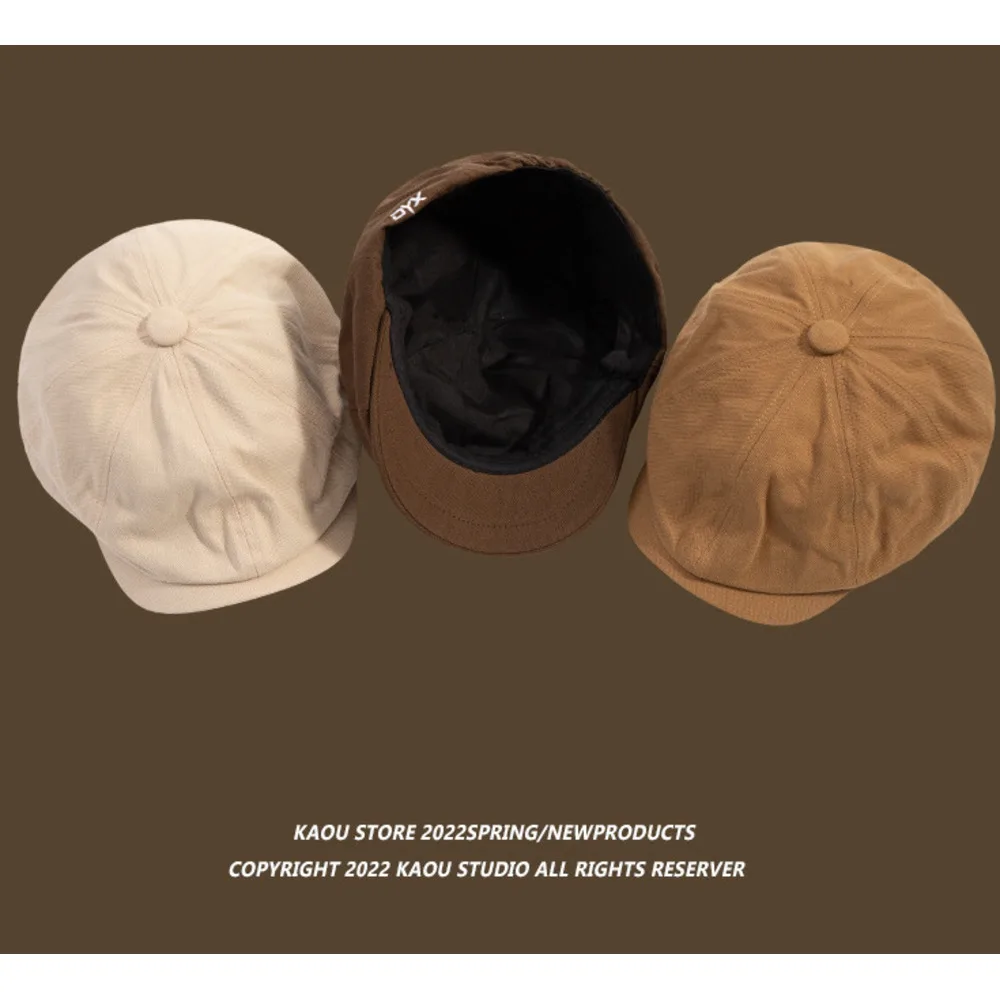 Nuovo cappello giapponese retrò, berretto reversibile a becco d'anatra per uomo, cappello da giornalaio color cachi, basco alla moda, cappello da pittore_voghion.com