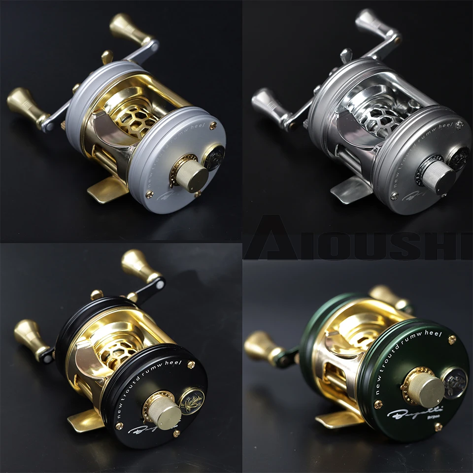 ベイトリール 丸型 AIOUSHI BH300 左ハンドル レッド・ゴールド
