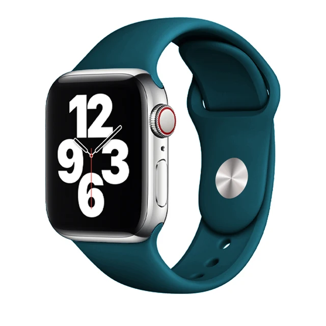 Silicone Strap For Apple Watch Band 44mm 41mm 45mm 40mm 38mm Smart Watch Sports Rubber Bracelet iWatch 6  Serie 7 SE Watchband Pcific Green