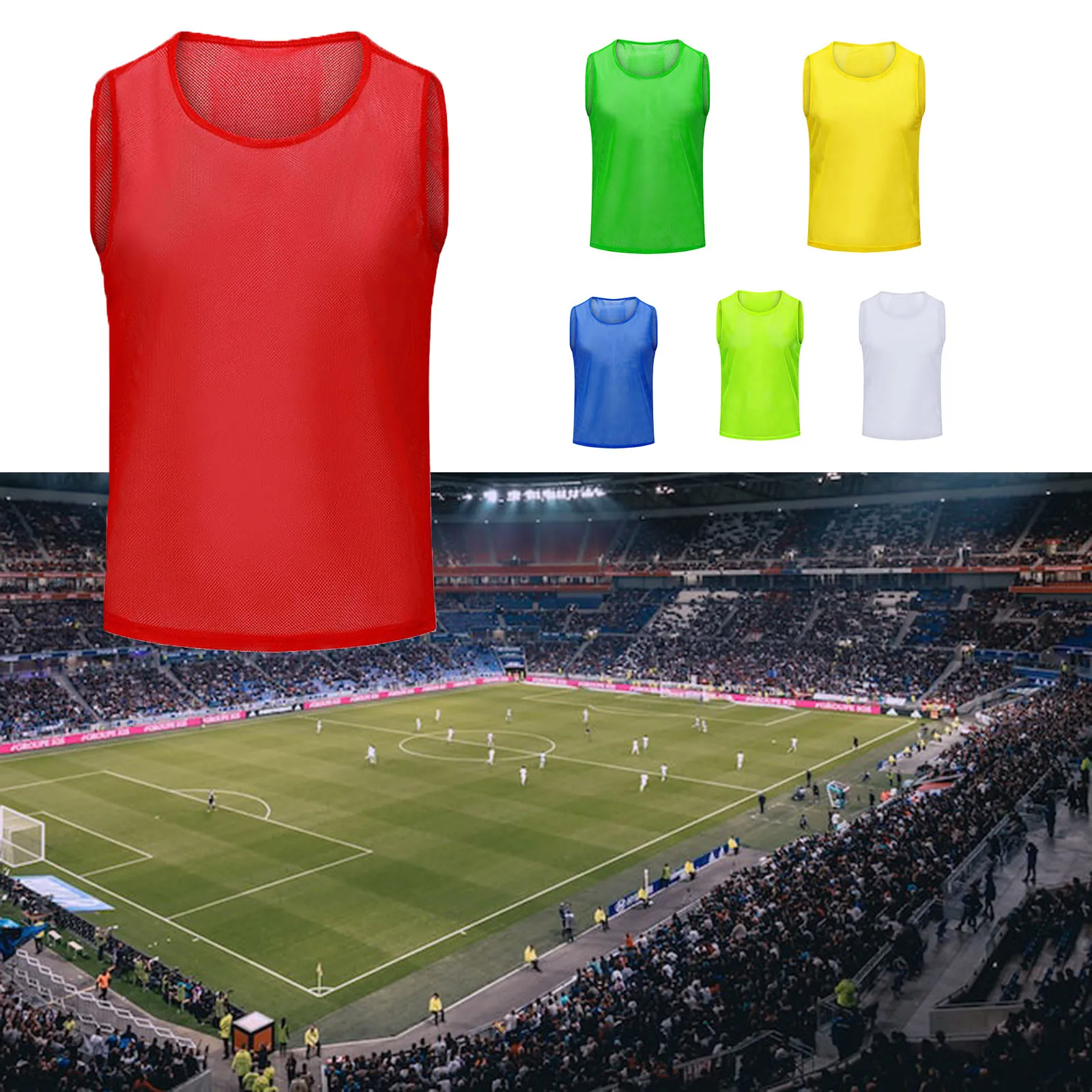 Description Picture 4 of item1PC Football Vest Jerseys Sports Training BIBS Mesh Vests Loose Basketball Sports Training Jerseys For Adults 160-210 Lbs 175cm