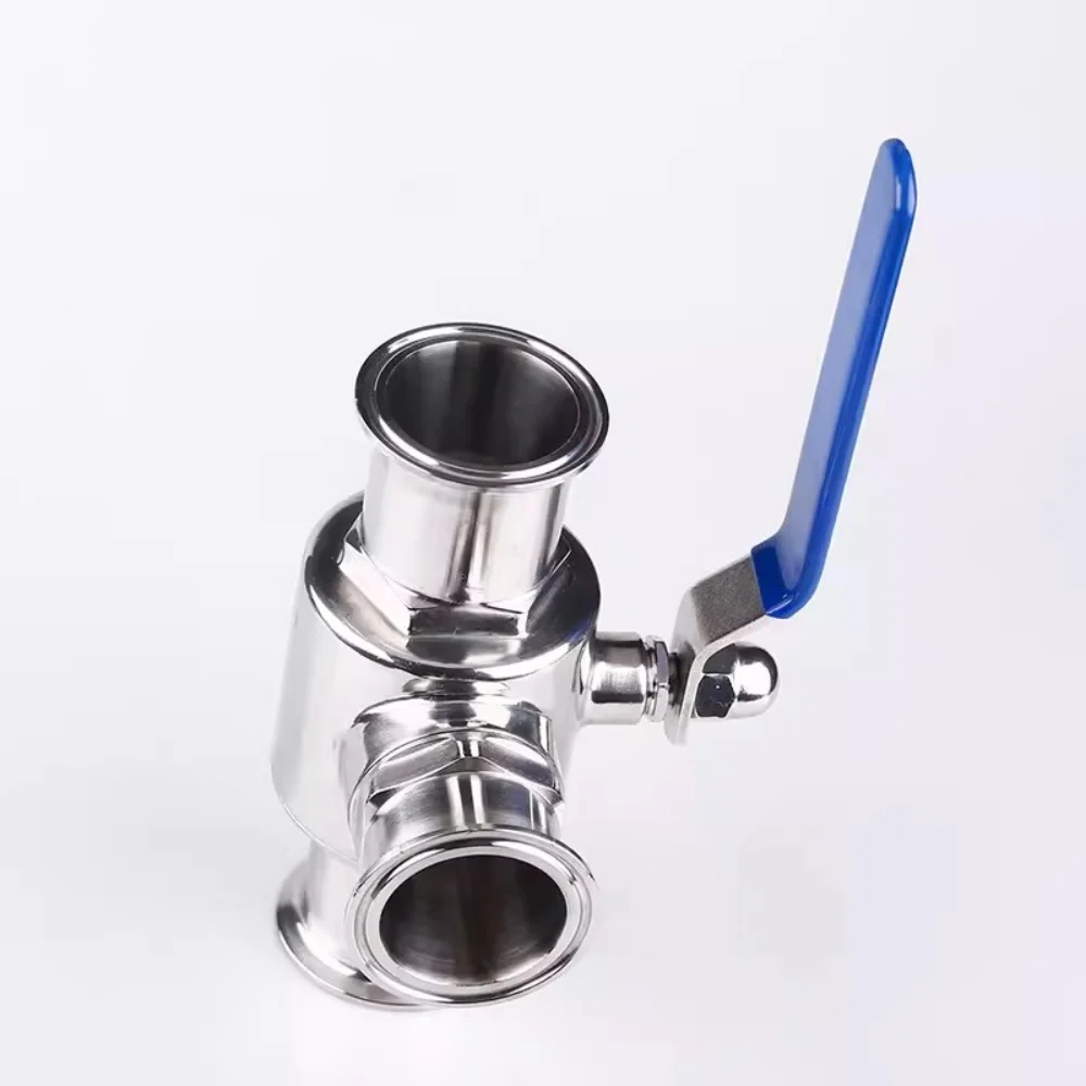 1"(25mm)OD50.5mm T-pattern Three Way Tri-clamp Ball Valve, Sanitary Manual T-type Ball Valve,SS304