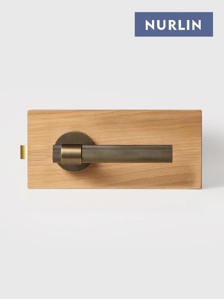 Nurlin ทองเหลือง Knurled ภายในประตูล็อค Passage ความเป็นส่วนตัวโปรไฟล์ยุโรปอุตสาหกรรม Antique Bronze 1