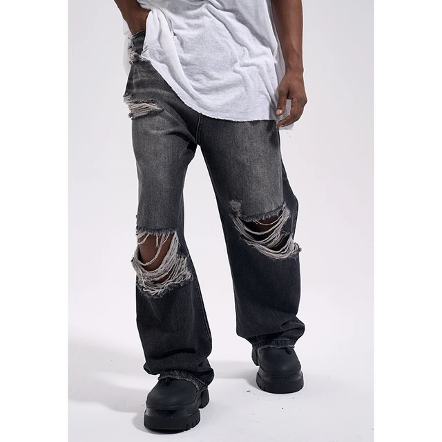 Slim Black Women Denim Knee Ripped Jeans, Button, High Rise at Rs 399/piece  in New Delhi