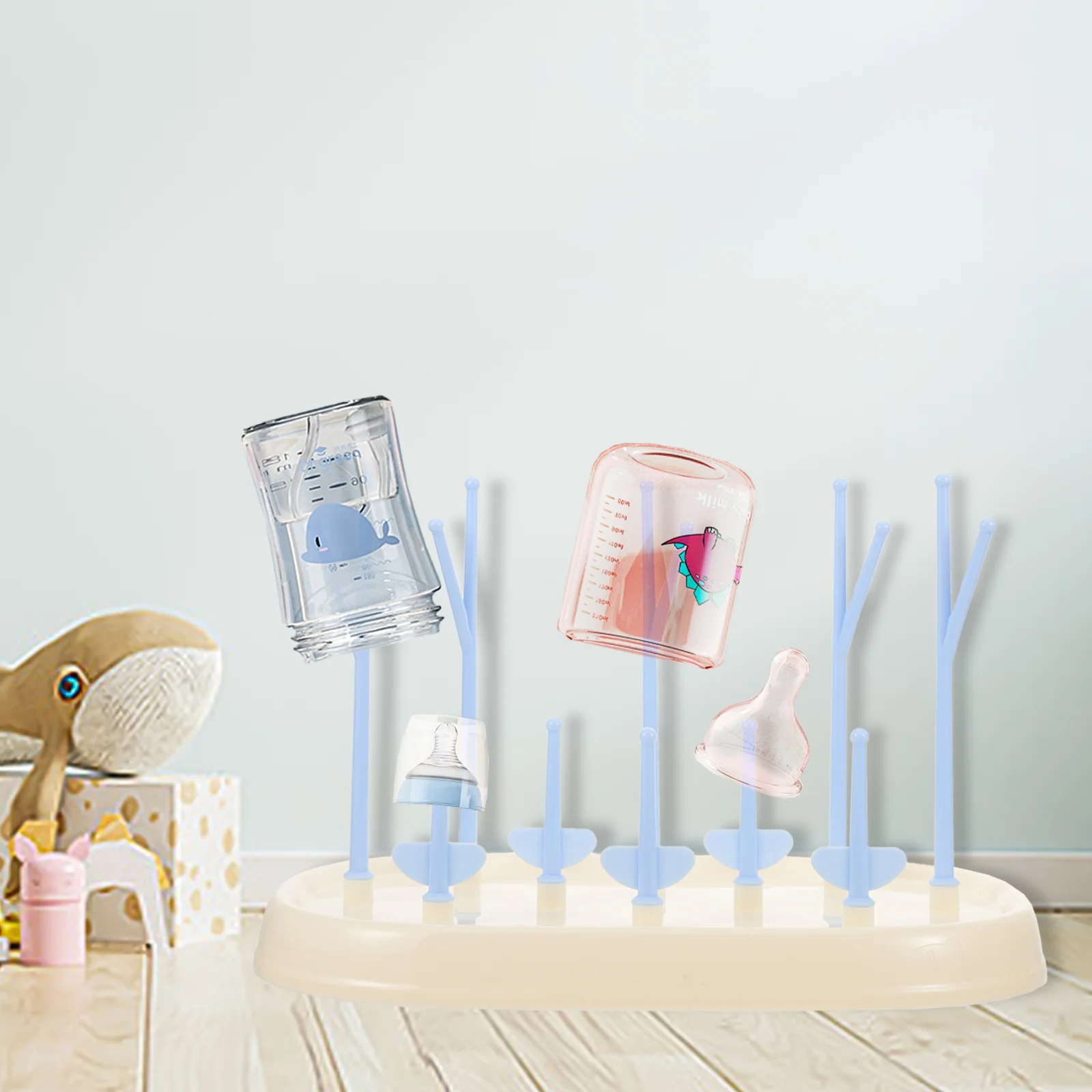 Safe Detachable Baby Bottle Drying Rack Baby Organizer Drainer Storage Rack Bottle Dryer for Toddler Sippy Cups(White)