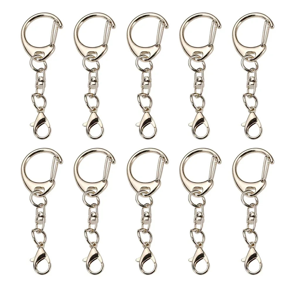 

20pcs Lobster Clasp Key Ring 57mm Keychain C shape Clasps Connector Hook For DIY Jewelry Making Finding Key Chain Accessories