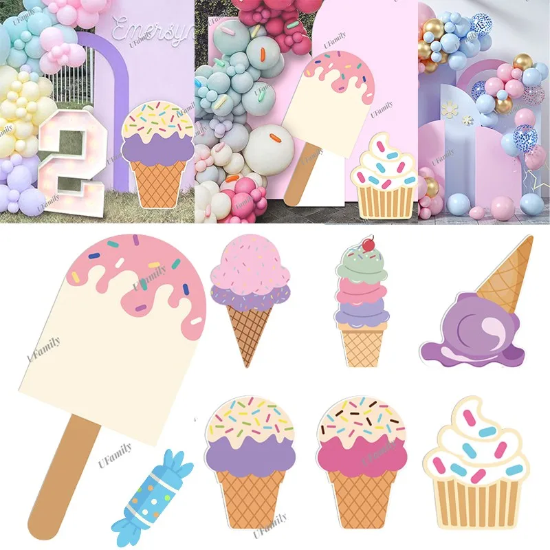 

Ice Cream Theme Party KT Board Birthday Decoration Balloon Backdrop for Photography Wedding Baby Shower Girls Party Supplies